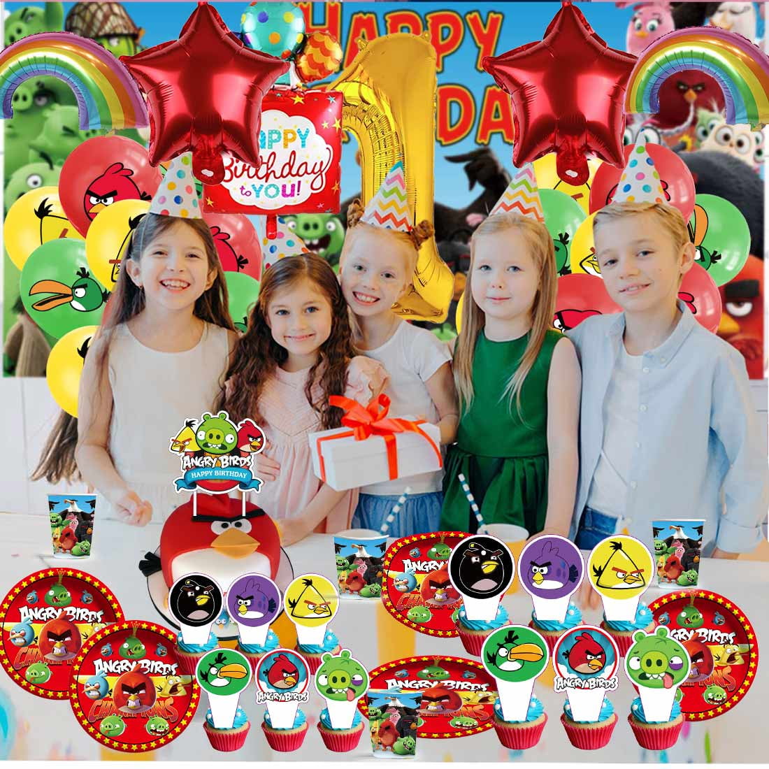 Angry Birds Party Supplies Decor Tableware Backdrop Banner Cake Topper Balloons Birthday Decorations