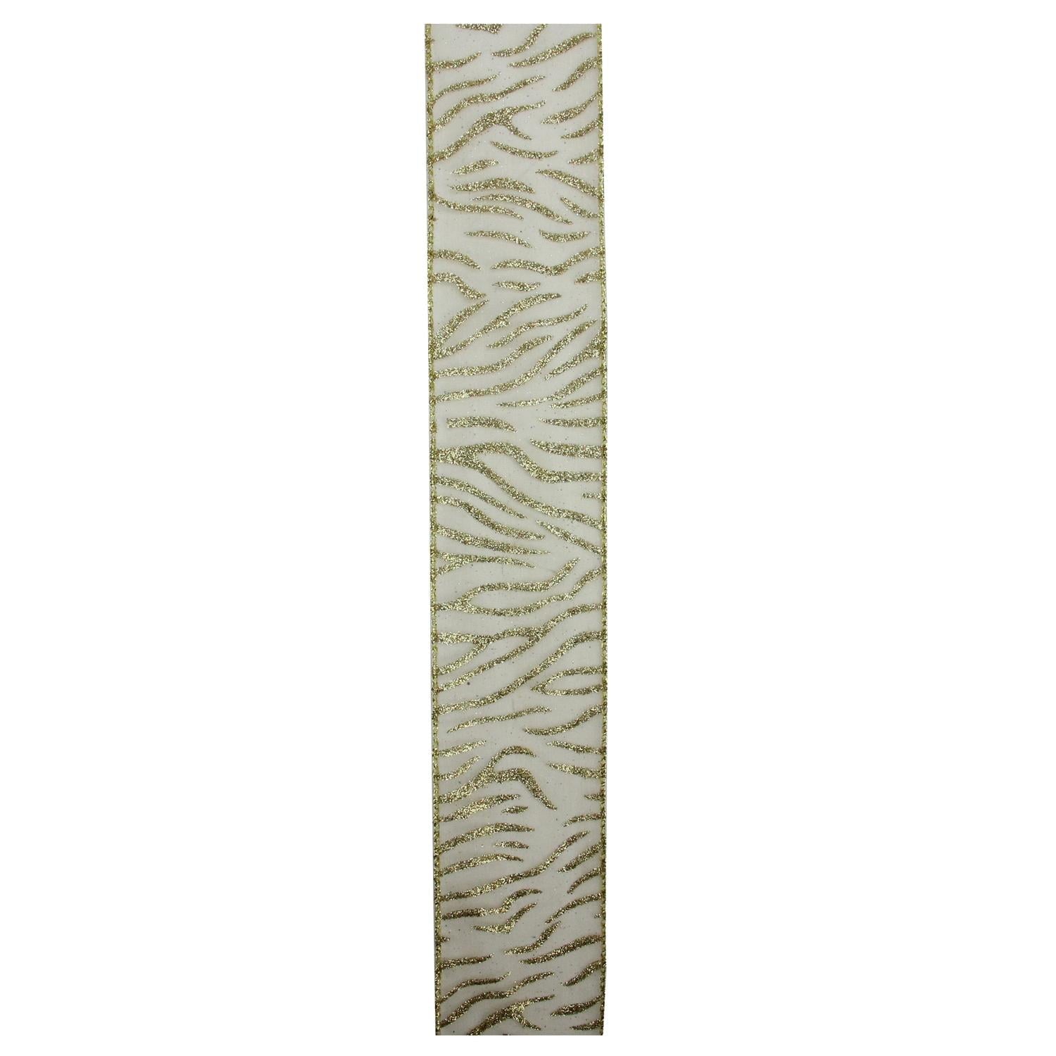 Sparkling Gold Lines Wired Christmas Craft Ribbon