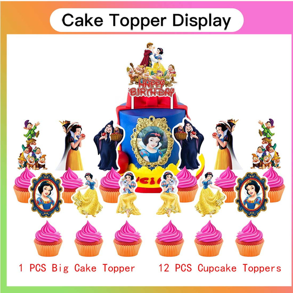 Snow  White Princess Party Supplies Decor Tableware Backdrop Banner Cake Topper Balloons Birthday Decorations