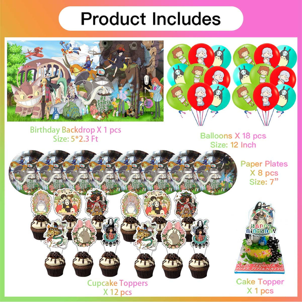 Studio of Ghibli Party Supplies Cake Topper Decor Banner Backdrop Tableware Balloons Birthday Decorations