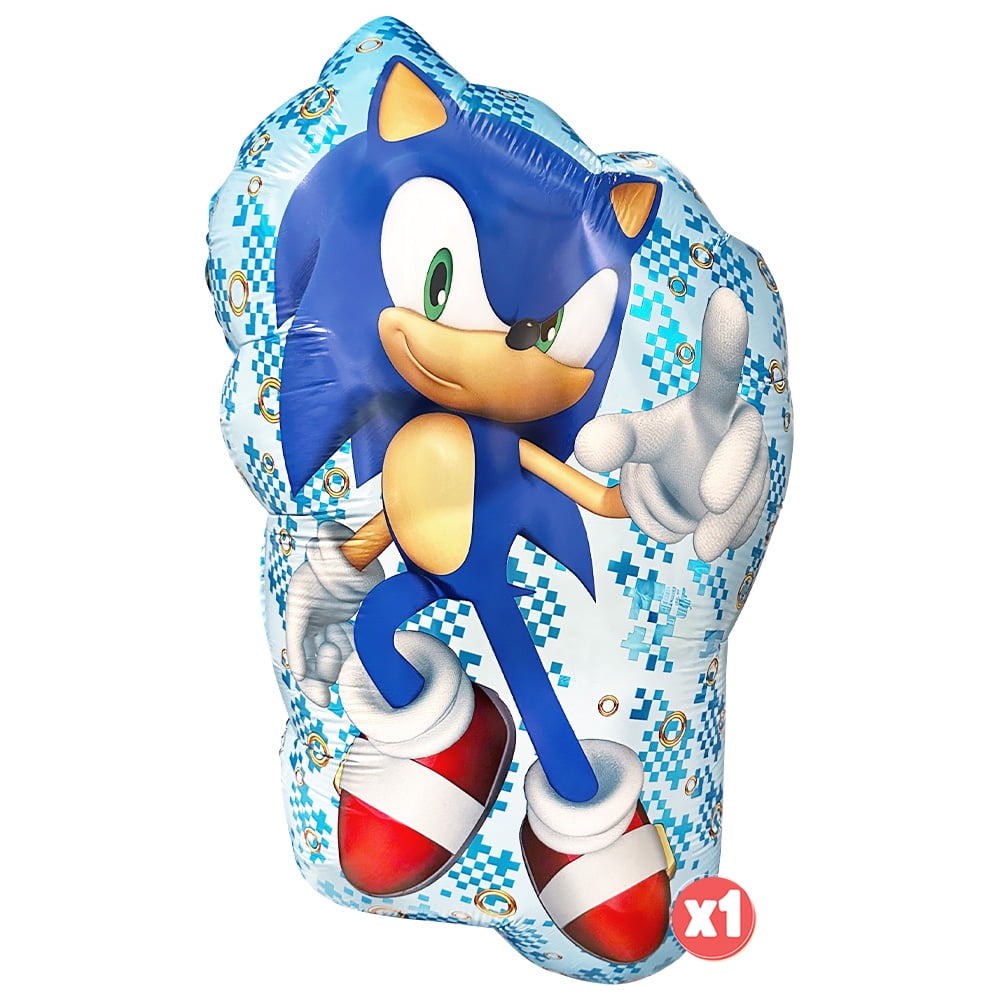 20pc Sonic the Hedgehog Balloons Bouquet Kit - Kids Party Decor Decoration Supplies with 42" Blue Number 3 Balloon - Video Game Birthday Balloons
