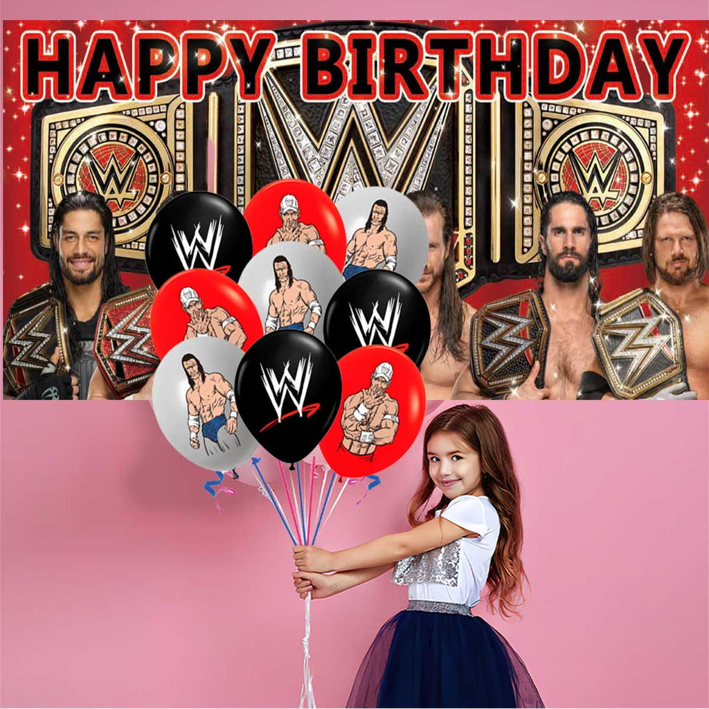 Wrestling Party Decor Plates Cake Topper Balloons Banner Backdrop Supplies Decorations Tableware
