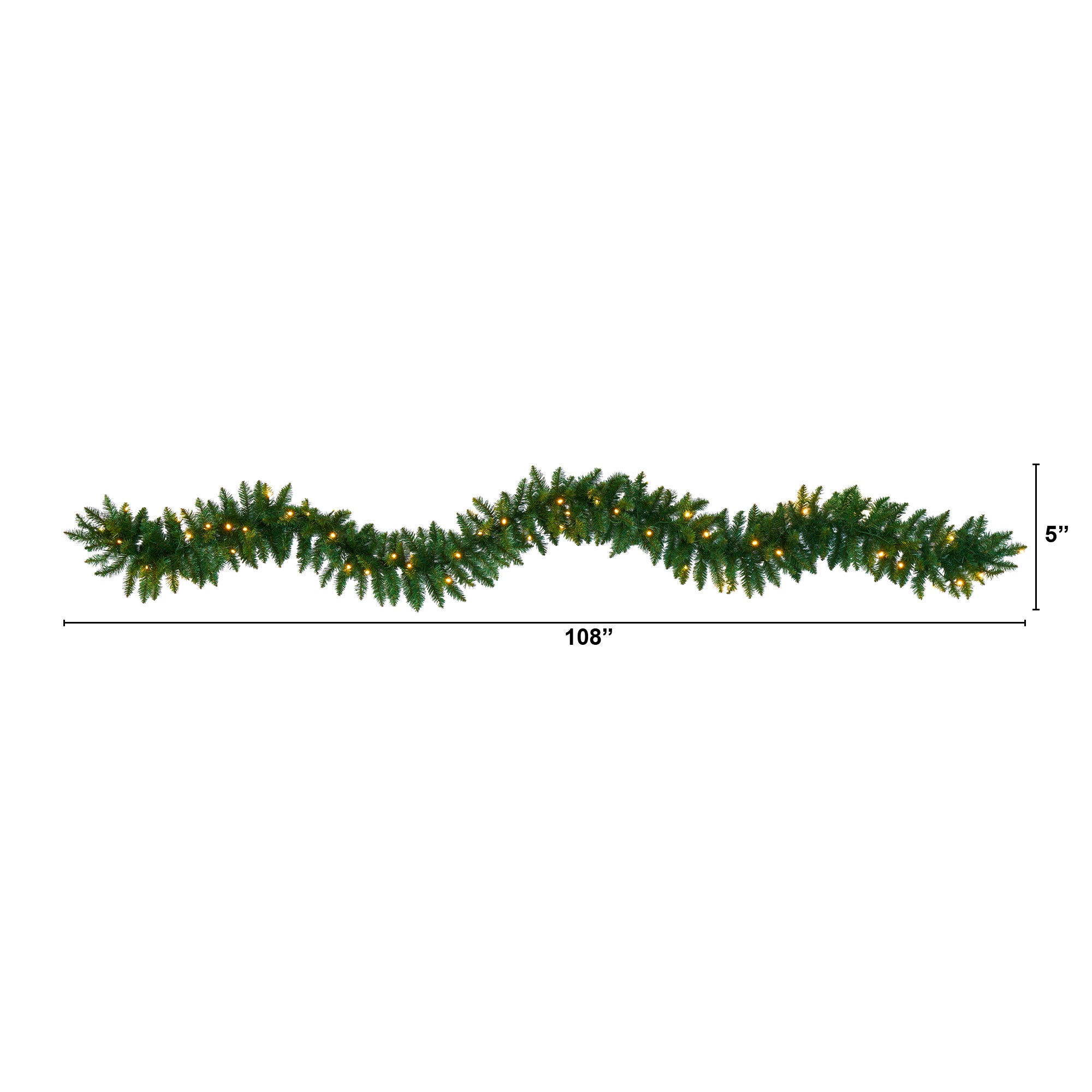 Nearly Natural Holiday Pine Prelit Battery Operated Garland, 5.00" (Green)