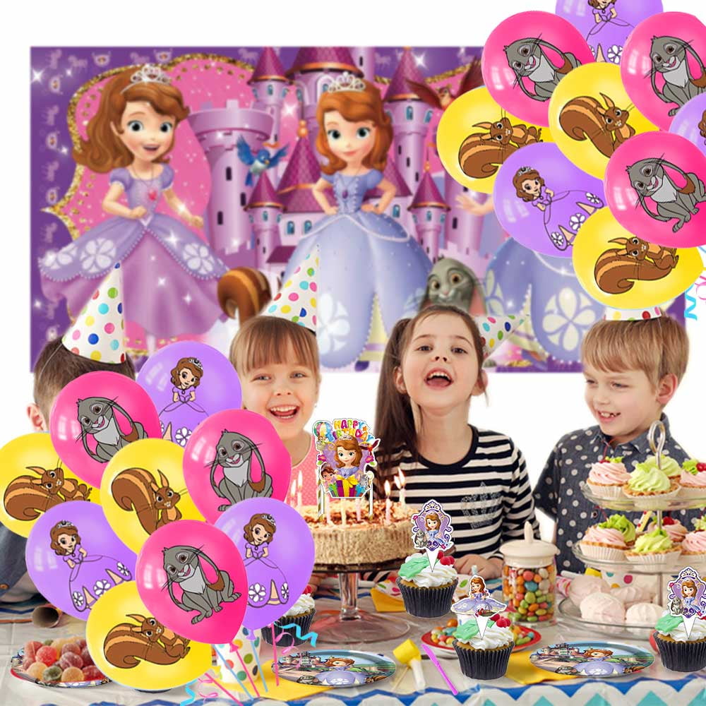Sofia Princess Party Supplies Plates Decorations Birthday Cake Topper Banner Decor Backdrop Balloons