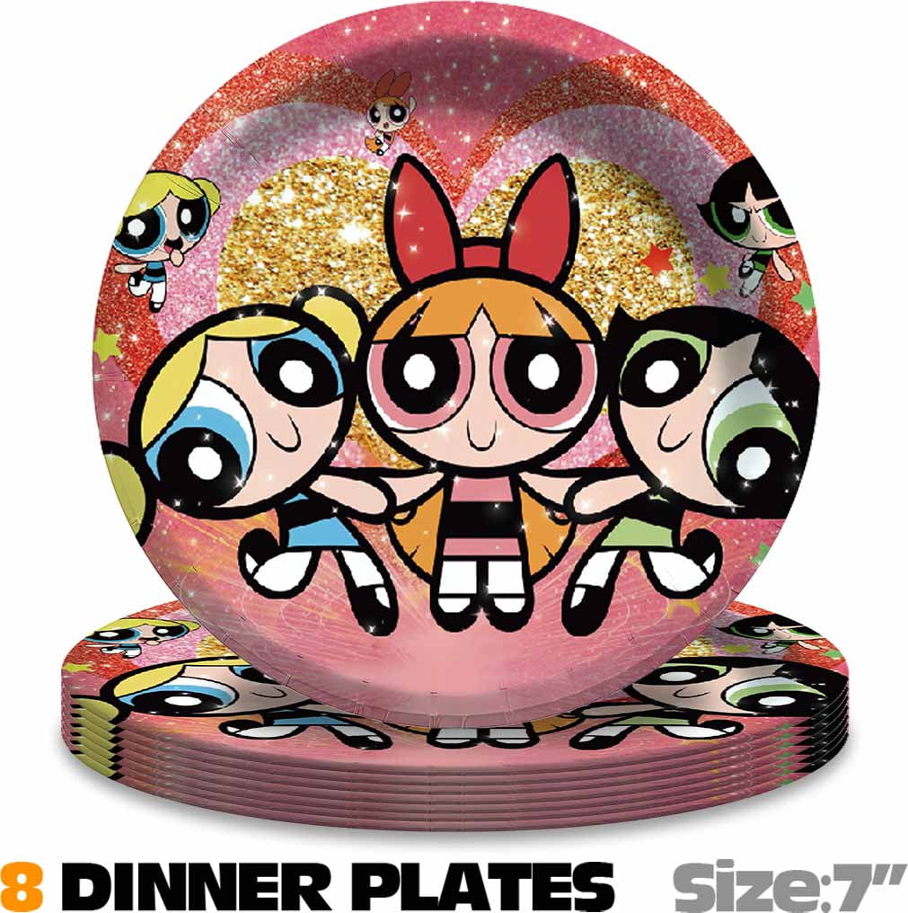 The Powerpuff Girls Party Supplies Plates Decorations Birthday Cake Topper Banner Decor Backdrop Balloons