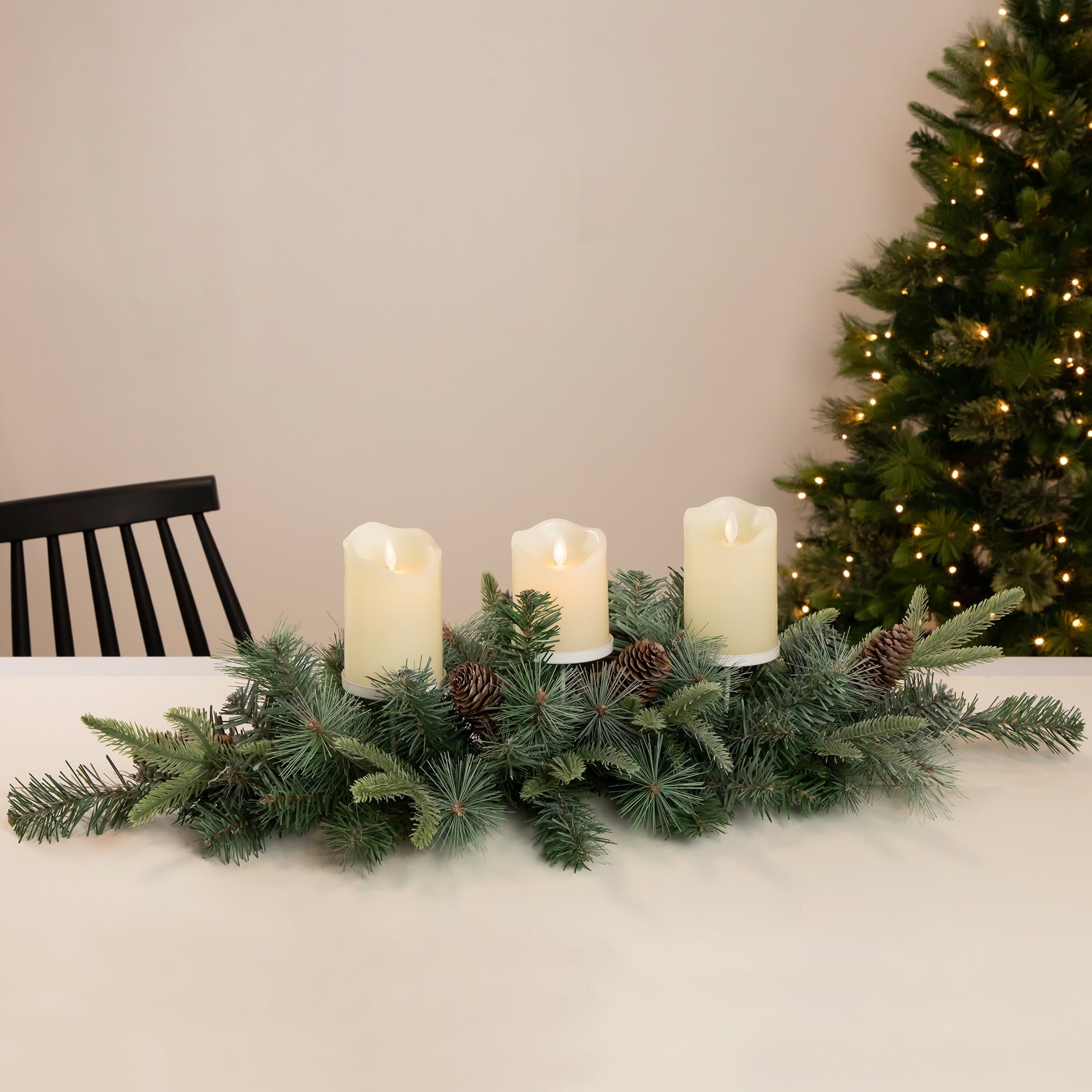 Northlight 32" Artificial Mixed Pine and Pine Cones Christmas Candle Holder Centerpiece
