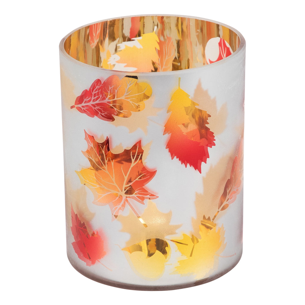 Northlight Autumn Leaves Glass Votive Candle Holder - 6"