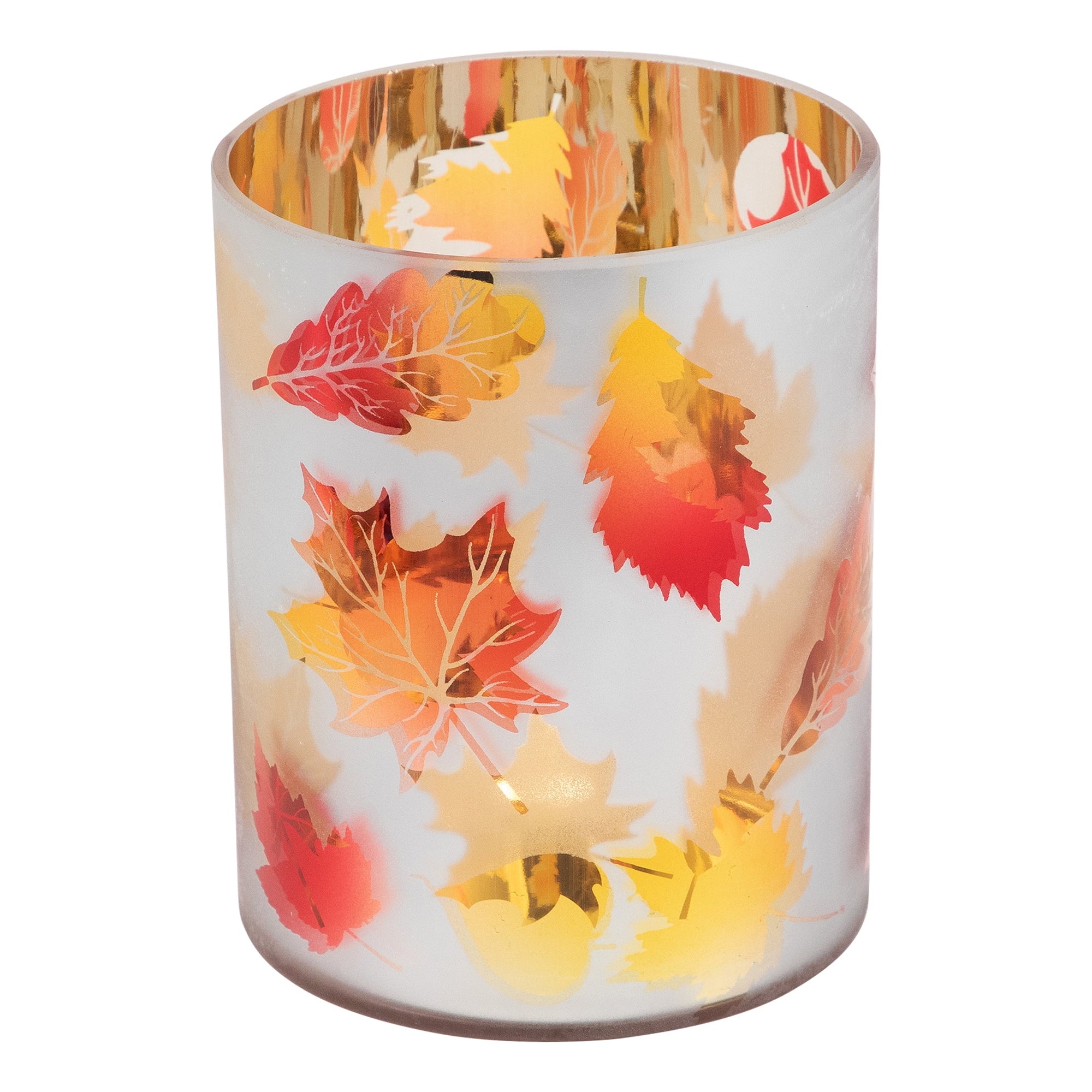 Northlight Autumn Leaves Glass Votive Candle Holder - 6"