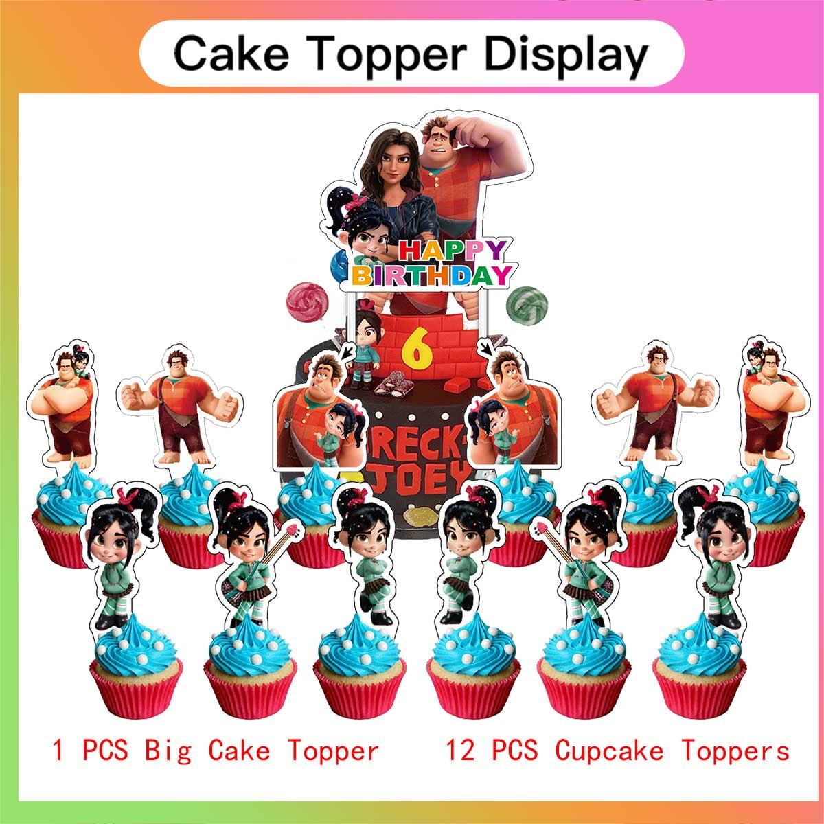 Wreck-It Ralph Birthday Party Supplies Balloons Plates Decoration Cake Topper Decor Tableware Banner Backdrop
