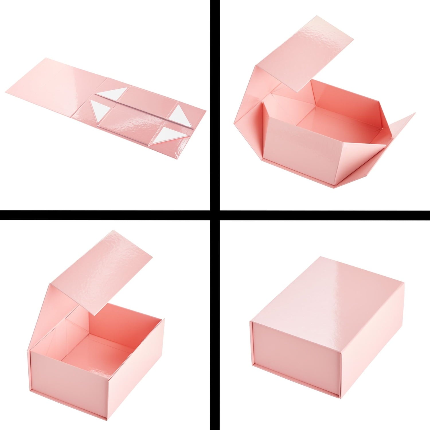 6 Pack Magnetic Gift Boxes with Lids, 9.5 x 7 x 4 Inches for Birthday, Wedding, Groomsman and Bridesmaid Proposal Box (Pink)