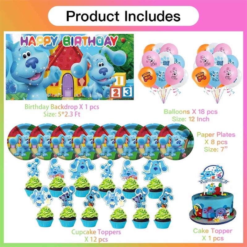 Blue's Clues Birthday Party Supplies Balloons Plates Decoration Cake Topper Decor Tableware Banner Backdrop