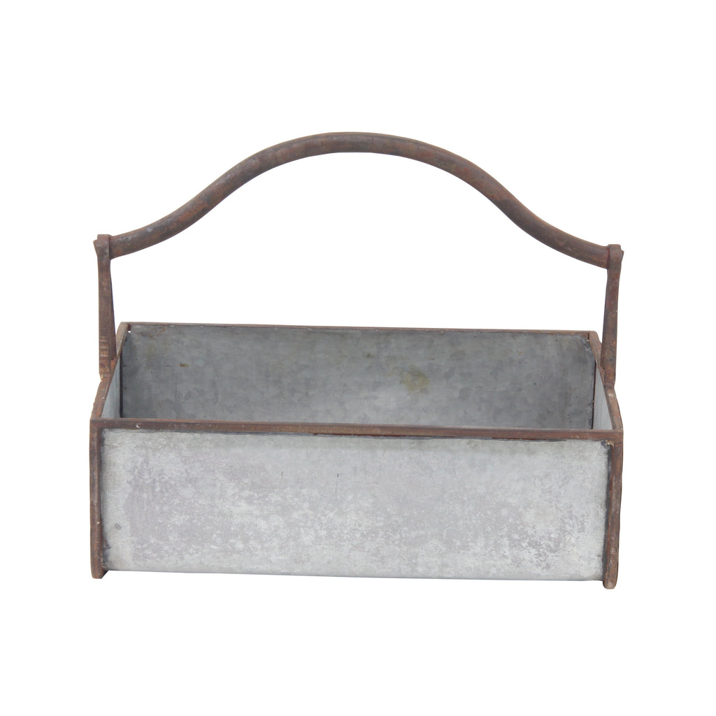 DecMode 16", 18" Grey Metal Farmhouse Planter, 2 - Pieces