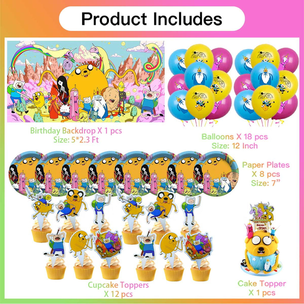 Adventure Time Balloons Party Supplies Decor Tableware Birthday Cake Topper Decorations Banner Backdrop