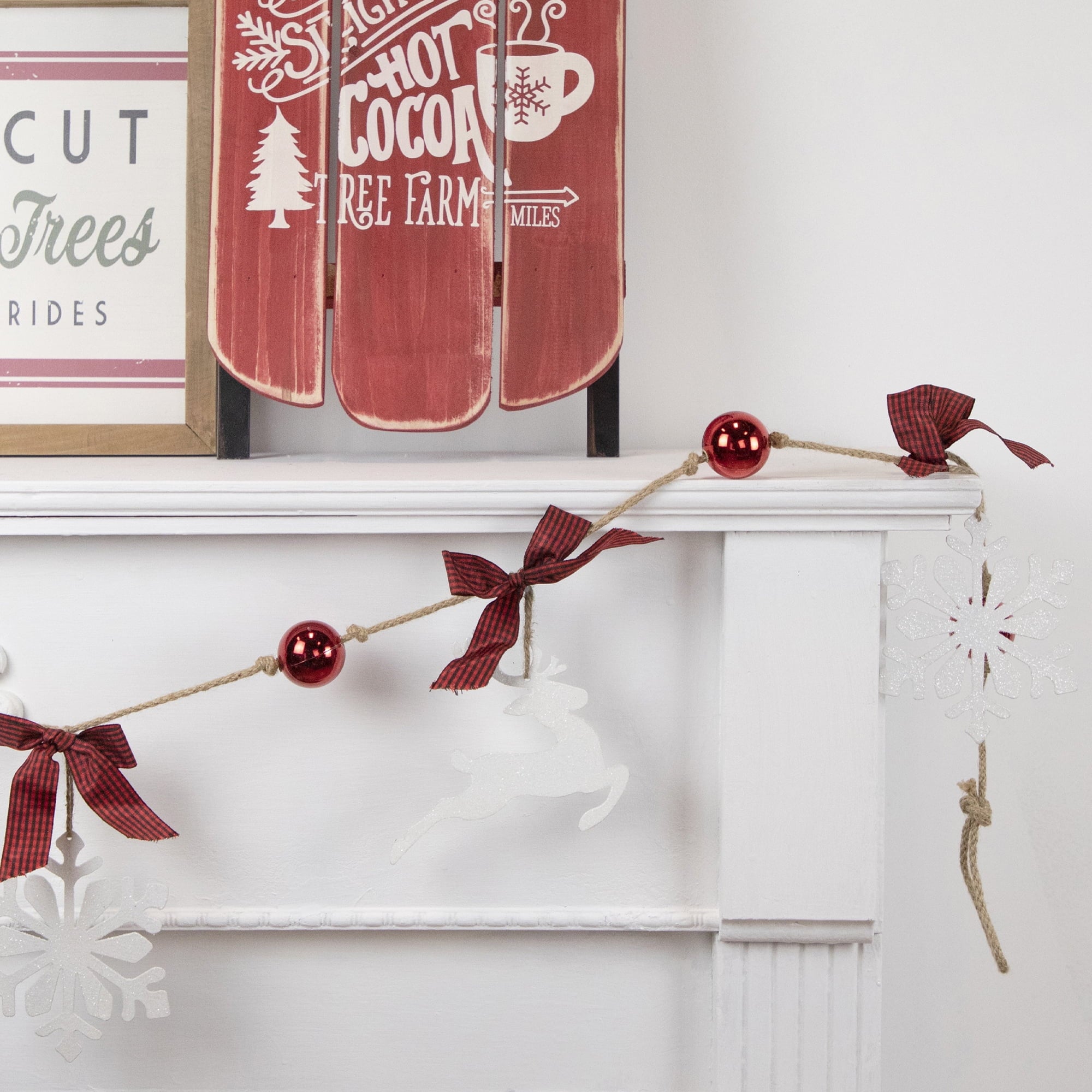 Northlight Snowflake Reindeer Unlit Garland, 7" (Multi-color)