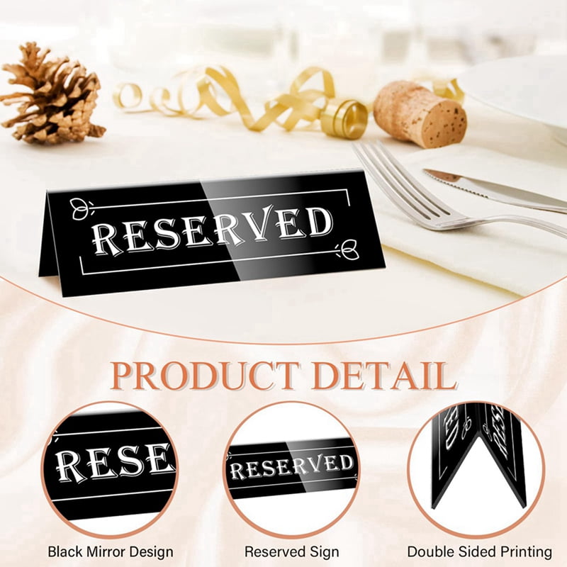 20PCS Reserved Table Signs, Acrylic Guest Reservation Table Tents Sign, Waterproof Background Double-Sided Seat Signs