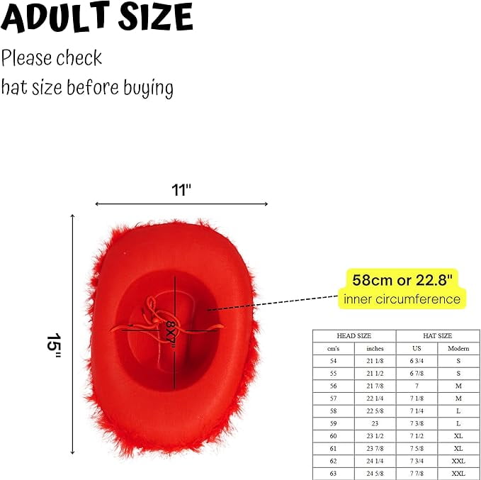 4E's Novelty Red Sparkly Cowboy Hat with Glasses, Cowgirl Party Accessory for Women & Kids