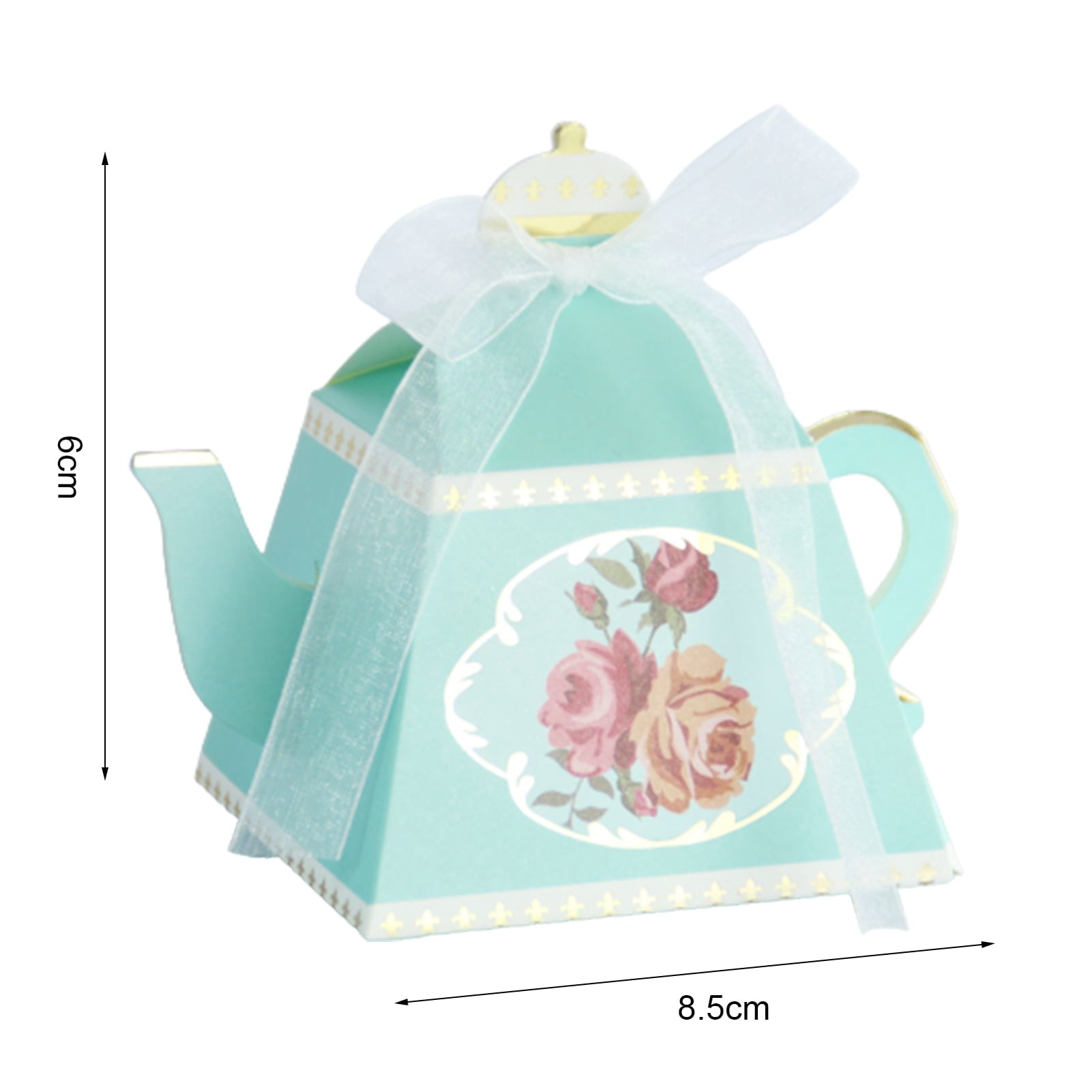Yesbay 10Pcs Packaging Paper Box Smooth Edges Retro Paper Teapot Shape Vintage Candy Boxes,Blue