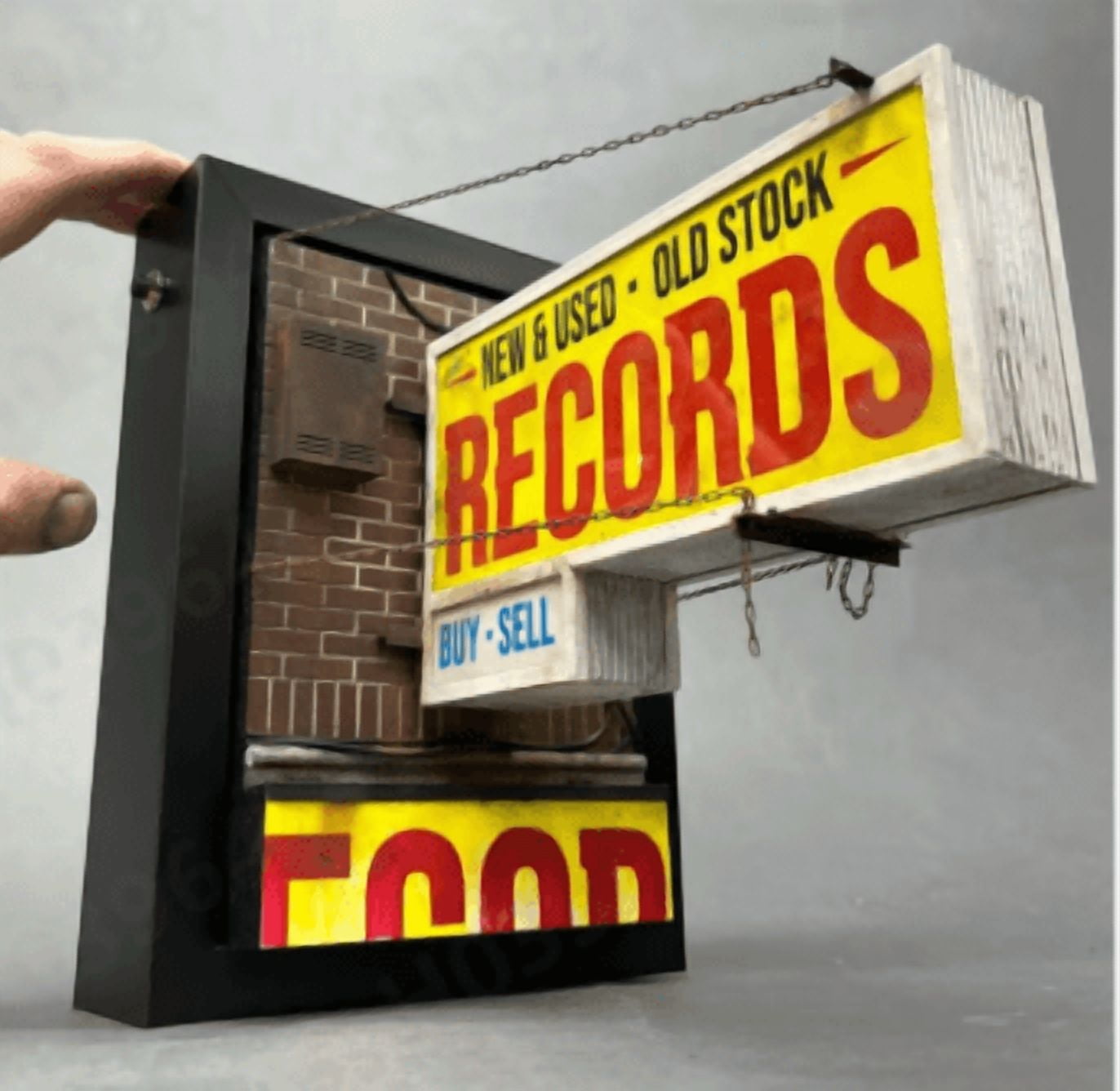 Vintage Style Double-Sided Hanging Record Store Sign, Retro Wall Decor for Music Lovers, Indoor Outdoor Display, 24x18 Inch