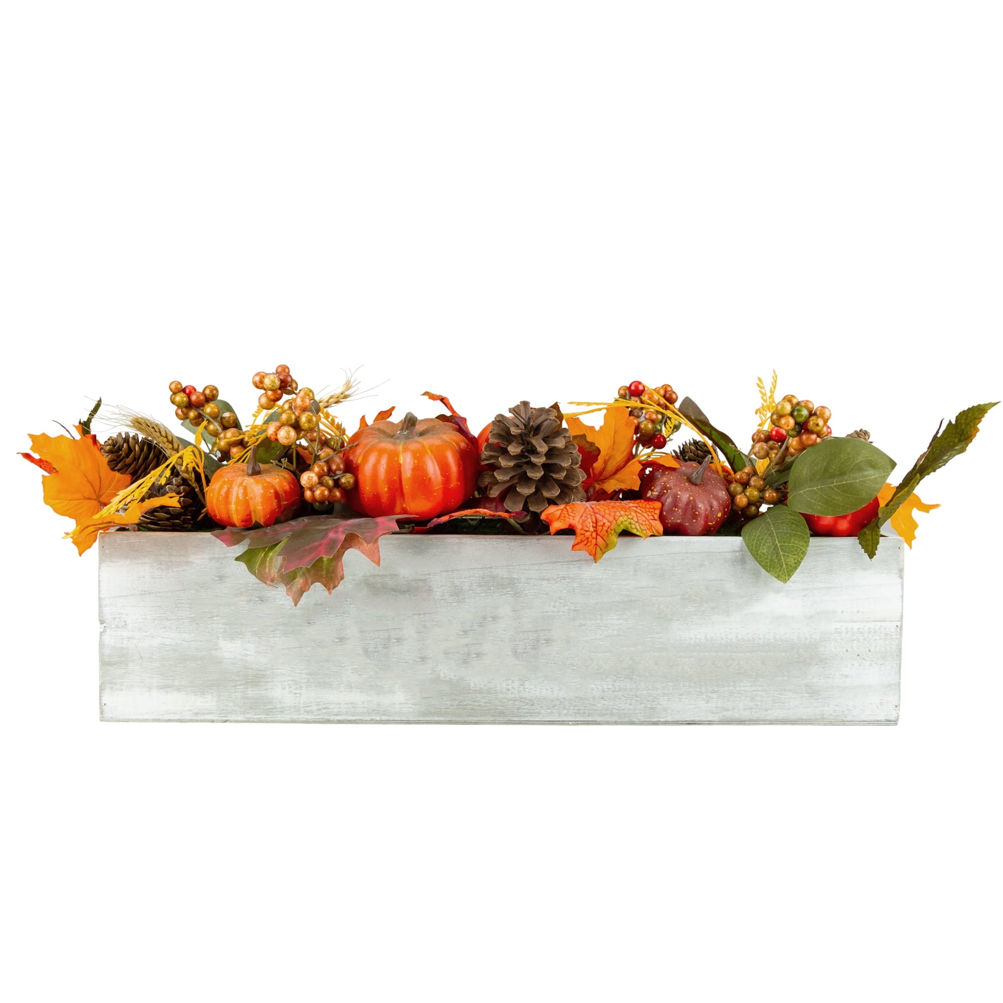 Northlight Autumn Harvest Arrangement in a "Thankful" Rustic Wooden Box Centerpiece - 21"