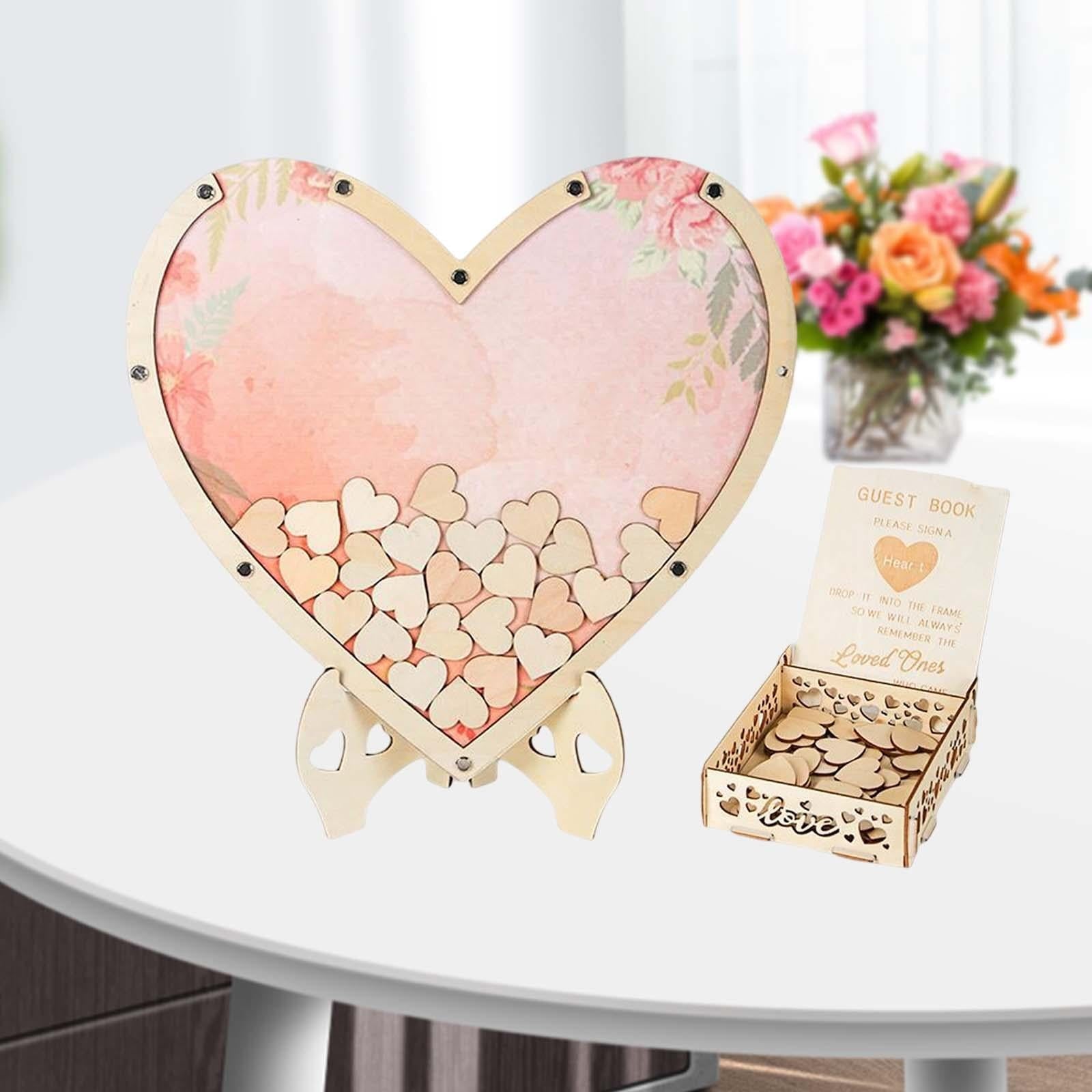 Wedding Guest Book, with 80 Drop Box, Gift Unique Guestbook Sign Book Reception, for Wedding Baby Shower Funeral , Pink Heart