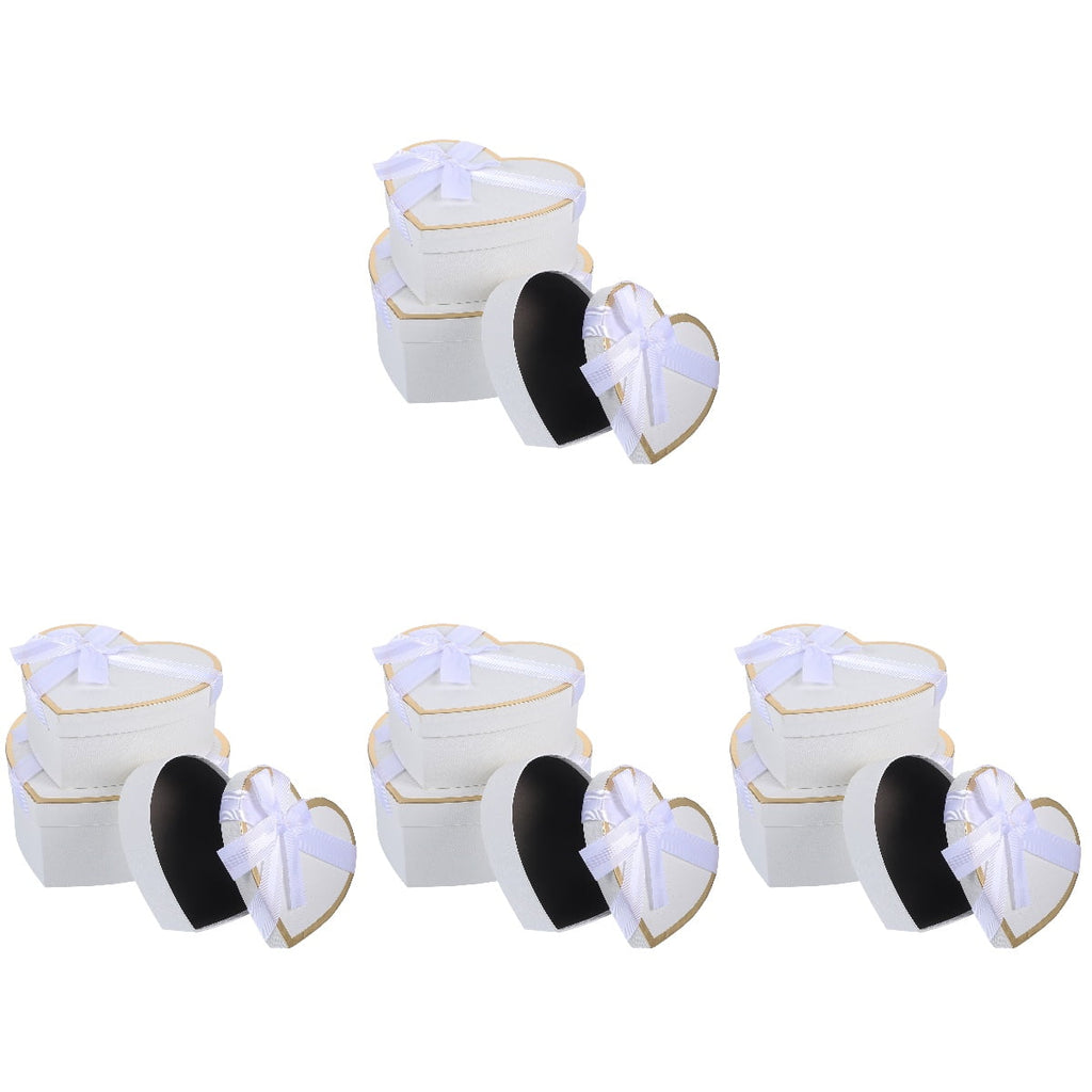 Masteelf 4 Sets  Gift Wrapping Paperboard Box Flower Arrangement Boxes Heart Shape Gift Storage Case