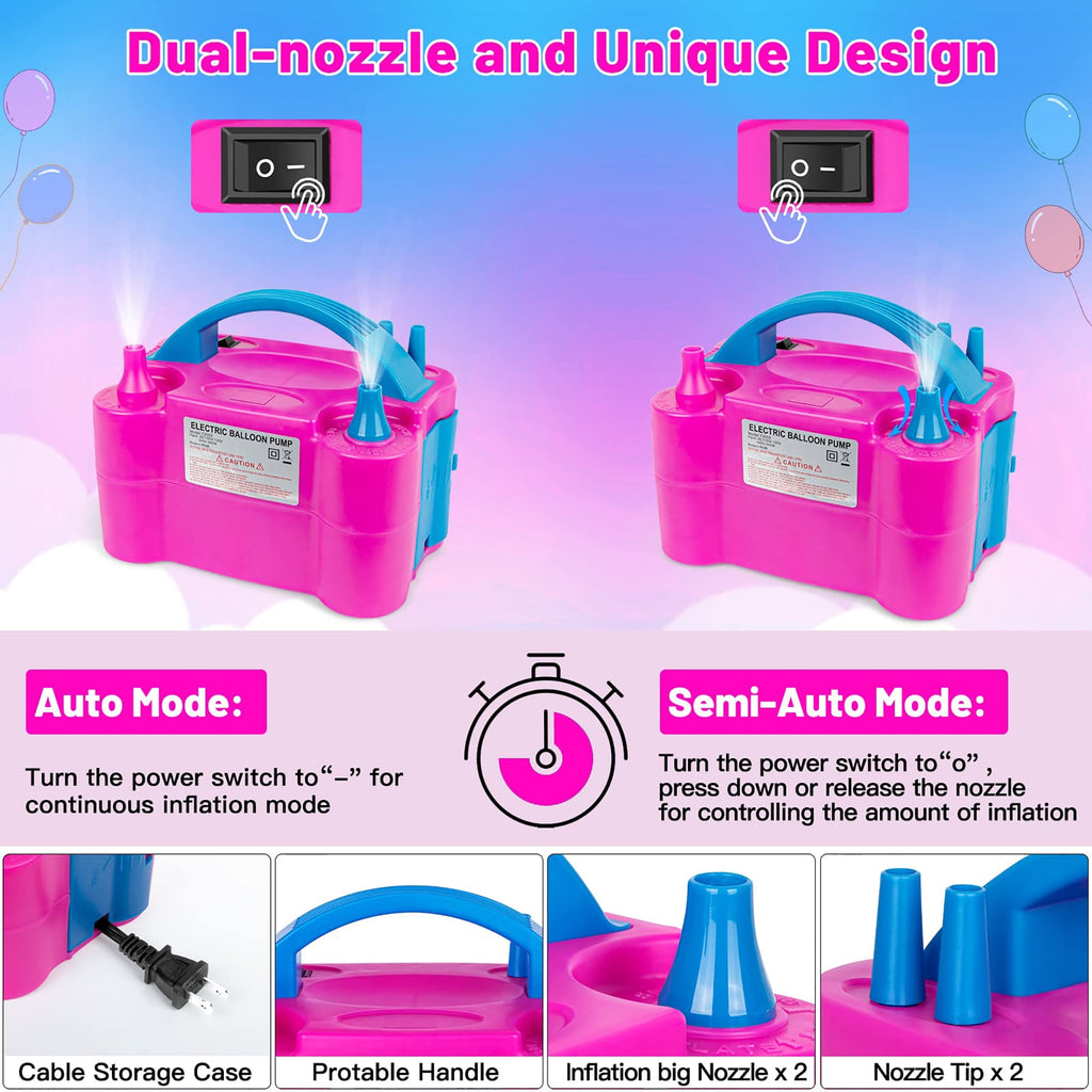 Husfou Balloon Arch Kit and Balloon Pump, 9' Tall x 10' Wide Adjustable Balloon Arch Stand Holder with Bases for Outdoor, Electric Air Pump for Bridal Graduation Baby Shower Decorations Party Supplies