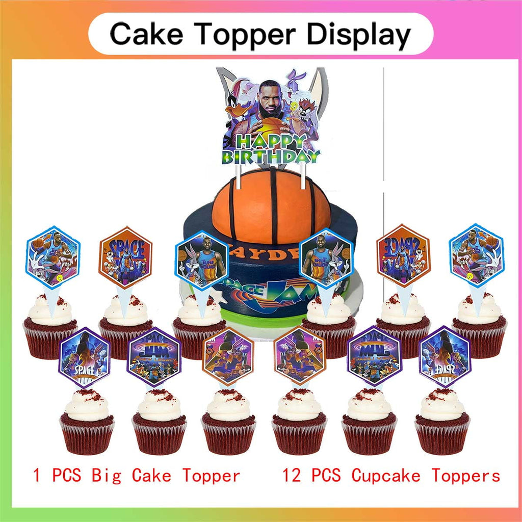 Space Jam Party Supplies Decor Backdrop Cake Topper Plates Balloons Banner Decorations Tableware