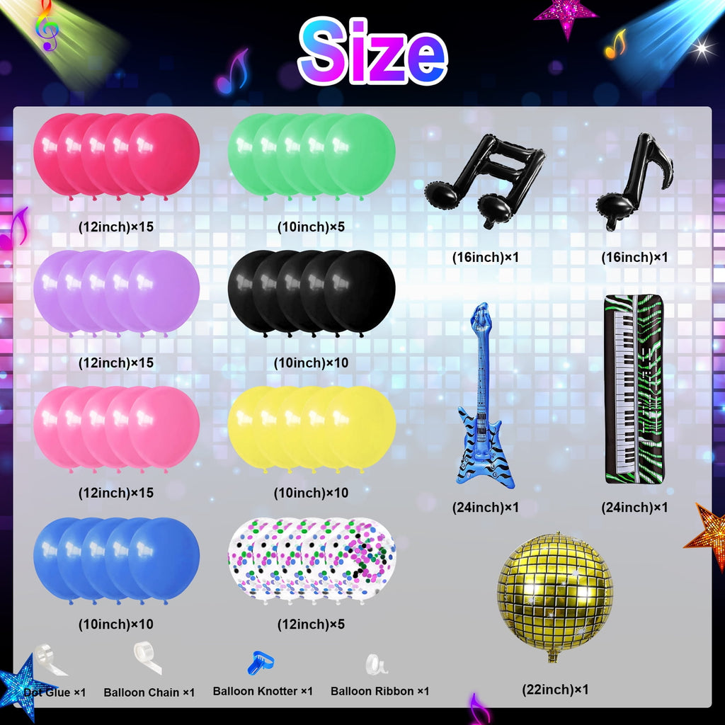 Mocsicka 70s Party Decorations 280 PCS Disco Party Decorations Kit Let's Boogie Backdrop Disco Balloons 70s Tableware Tablecloth Disco Party Supplies