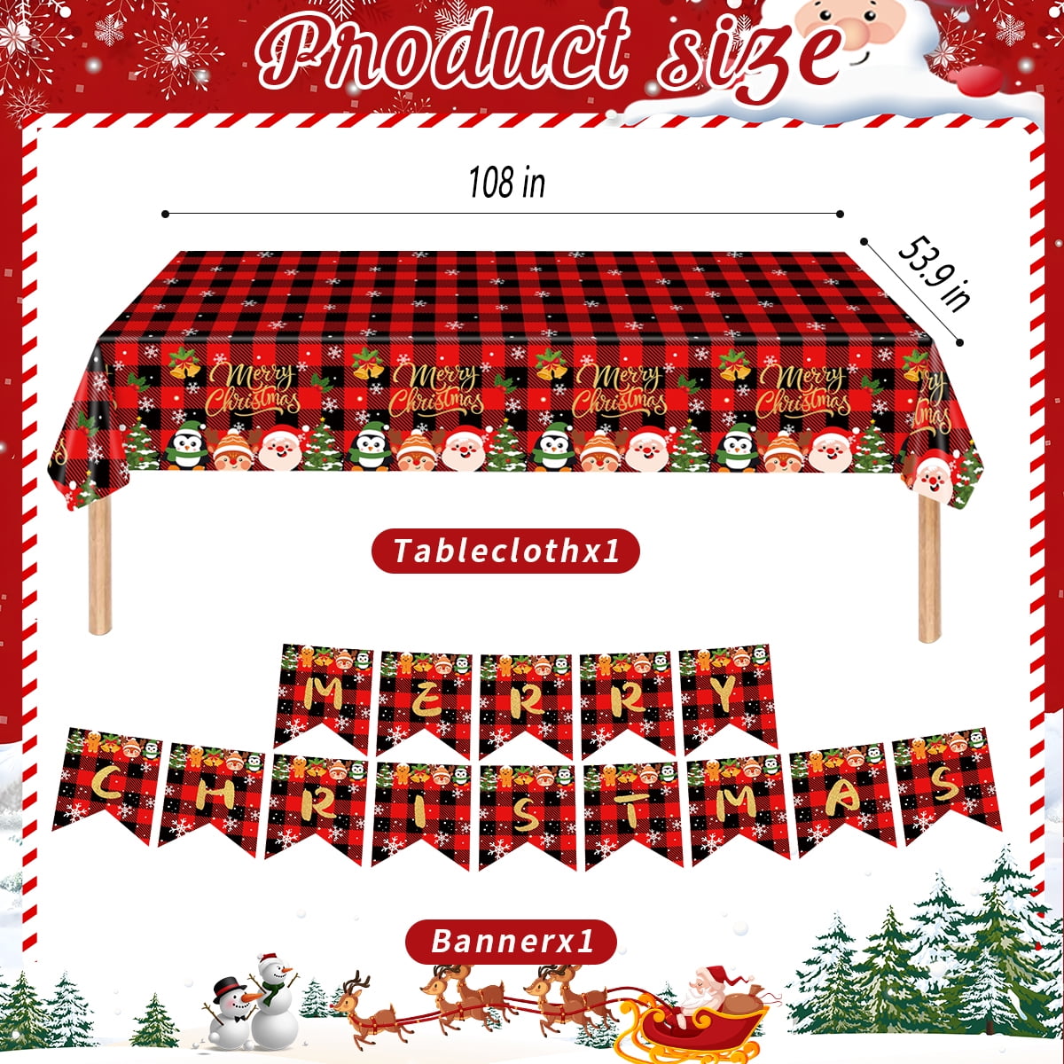 Christmas Paper Plates and Napkins Disposable Dinnerware Christmas Party Supplies Xmas Tableware Set for 24 guests