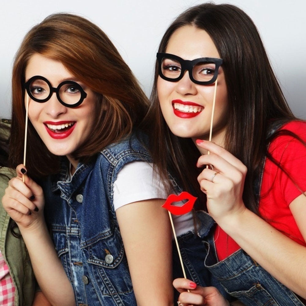 89 Pieces Photo Booth Props DIY Kit Graduation Funny Selfie Props Accessories for Wedding Prom Party