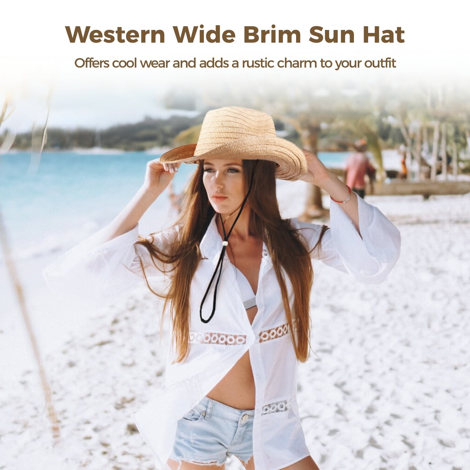 15 Pcs Straw Cowboy Hats, Western Wide Brim Hats for Men & Women, Unisex Cowgirl Hats, Sun Hats with Adjustable Chin Strap for Outdoor Activities, Themed Parties