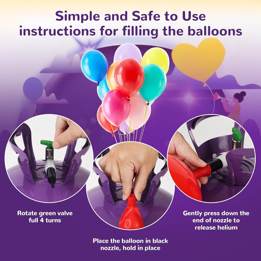 13.4L Helium Tank for Balloons at Home Balloon Pump Kit Up to 50 Assorted Latex Balloons White Curling Ribbon and Balloon Tie Tool (1 Tank)
