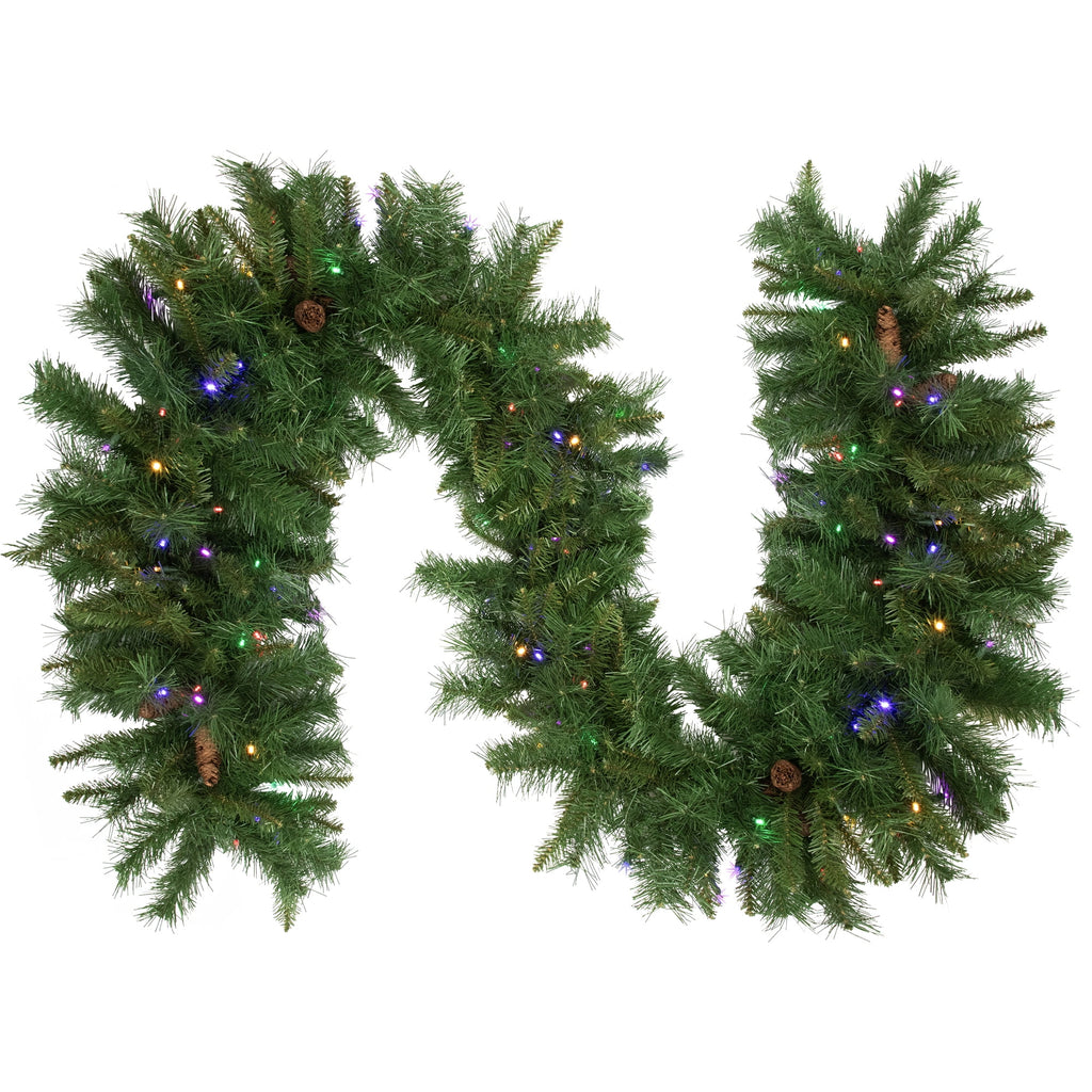 Northlight Pre-Lit Dakota Red Pine Artificial Christmas Garland - 9' x 16" - Multi LED Lights