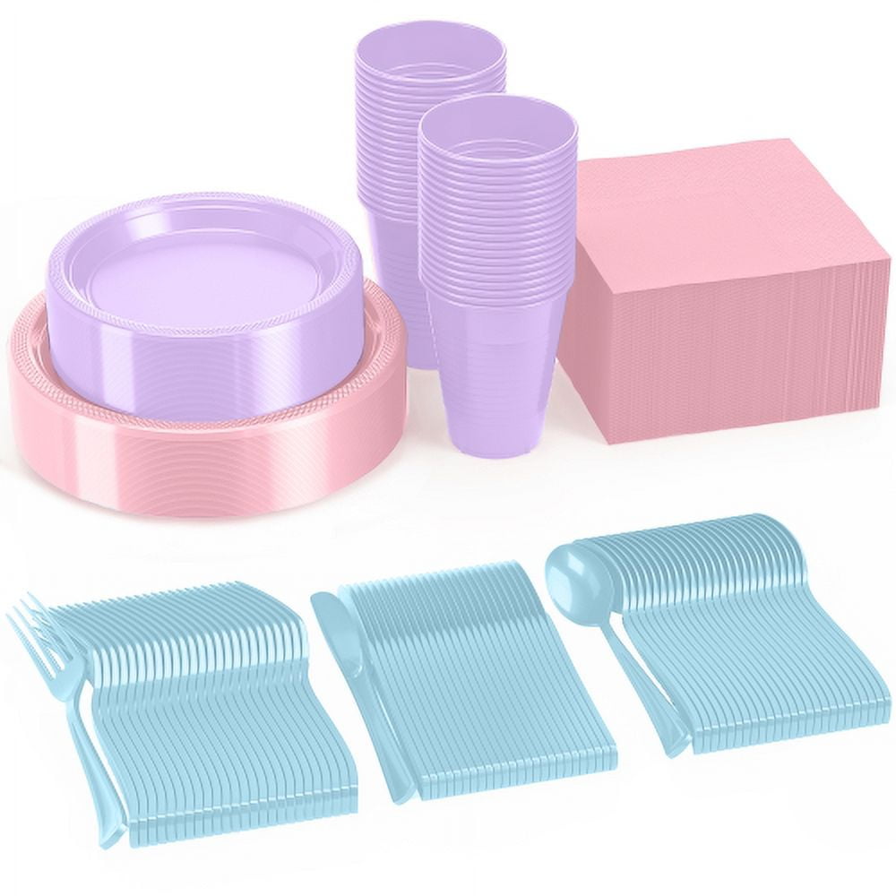 Exquisite 350 Piece Easter Plastic Disposable Party Plates & Dinnerware Combo Set