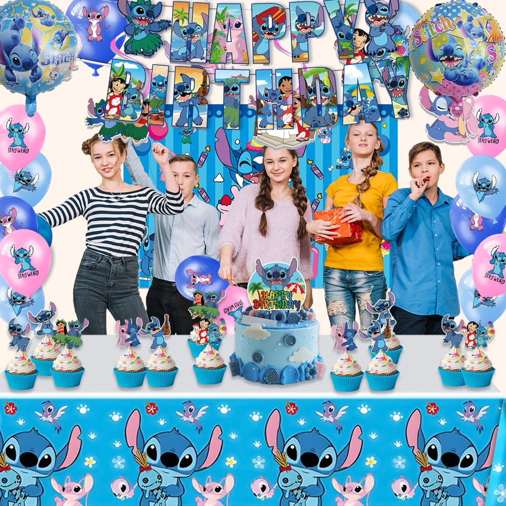 Blue Hawaiian Birthday Decorations Birthday Banner,Backdrop,Tablecloth ,Hanging Swirls,Balloons,Cake Topper,Cupcake Toppers for Summer Birthday Party Decorations Party Supplies Party Favors