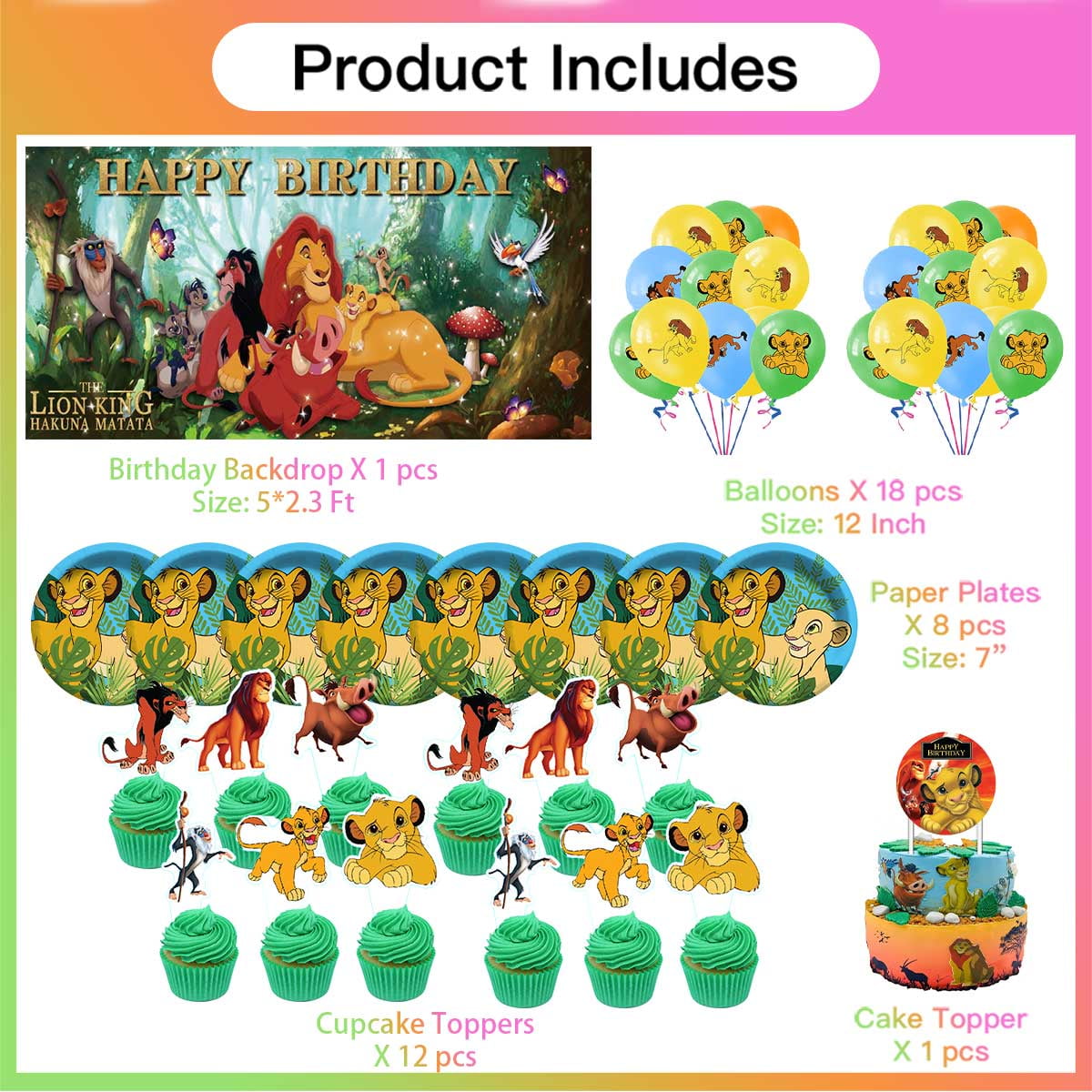 Lion King Birthday Party Supplies Balloons Plates Decoration Cake Topper Decor Tableware Banner Backdrop