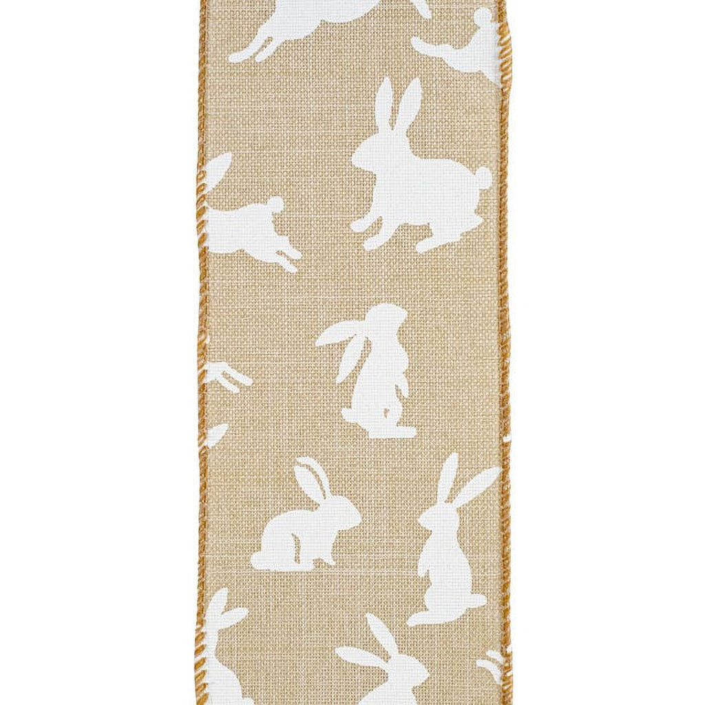 JAM Paper Easter Ribbon, Natural/White Bunny, 2 1/2in x 10yd, 1 Pack