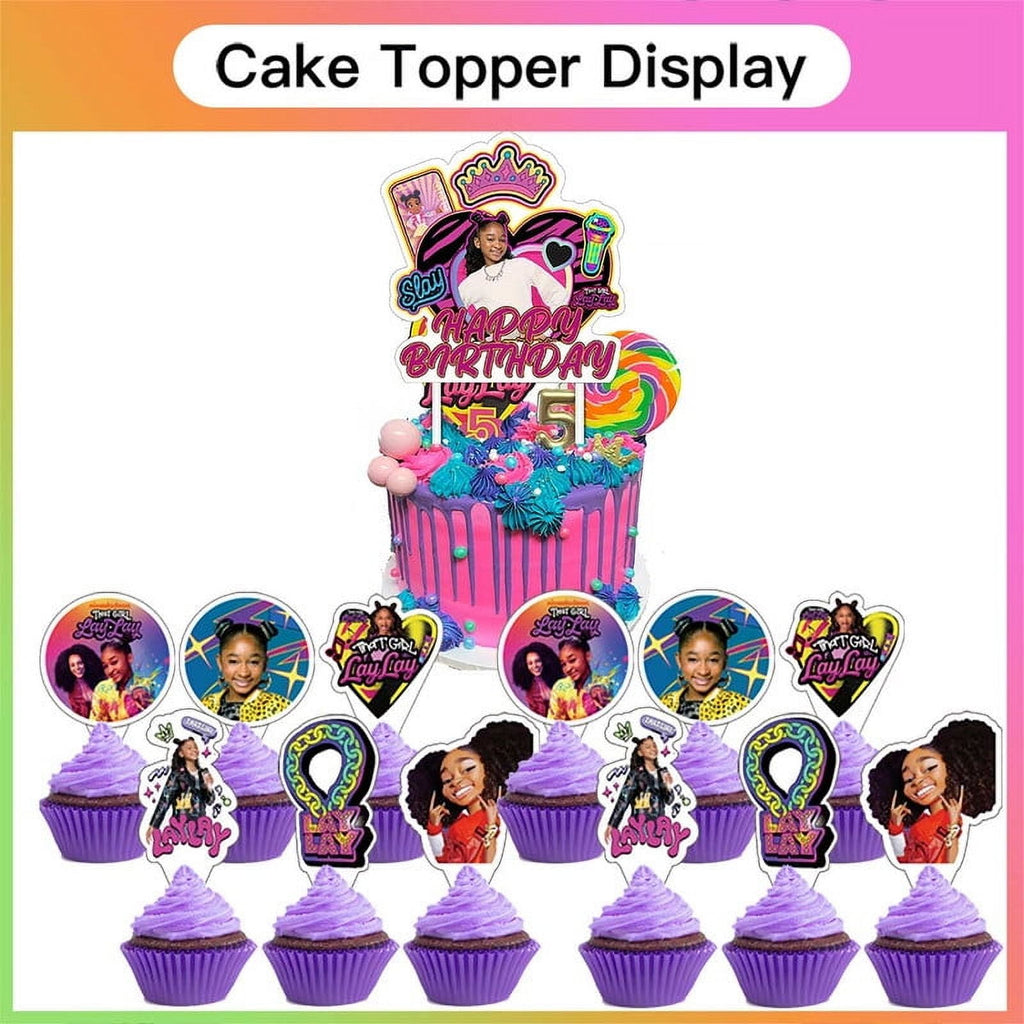 That Girl Lay Lay Plates Tableware Balloons Party Supplies Cake Topper Banner Decorations Birthday Decor Banner Backdrop