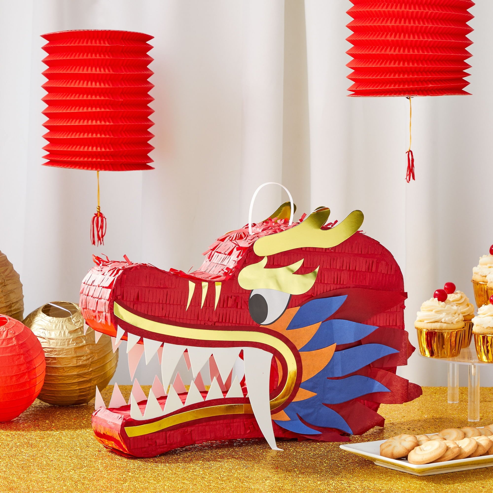 Dragon Pinata - Chinese Dragon Head, Dragon Birthday Party Supplies, 2025 Chinese New Year Decorations (16.5x11x3 In)