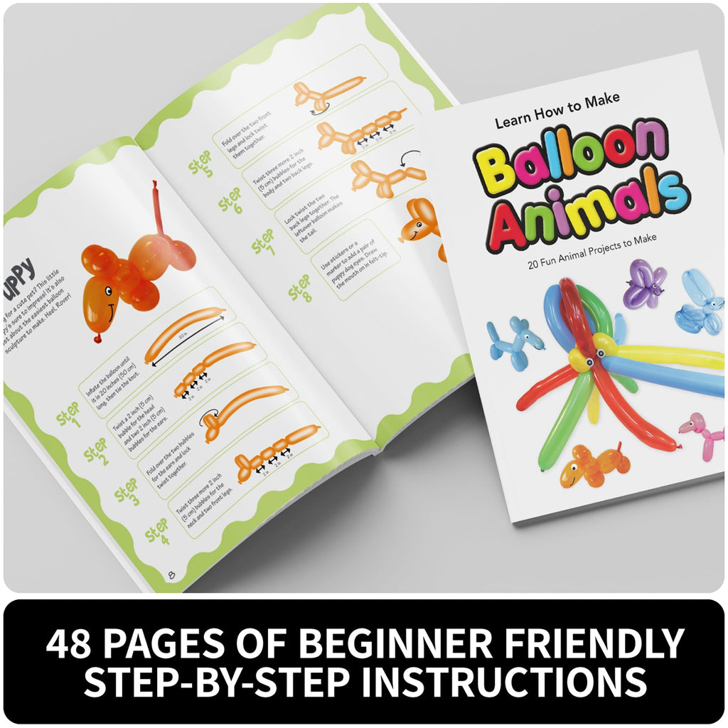 Fun With: Balloon Animals - Learn To Make Balloon Animals, Activity Kit, 30 Modelling Balloons To Create 20 Different Animals, Party Set, Kids Ages 8+