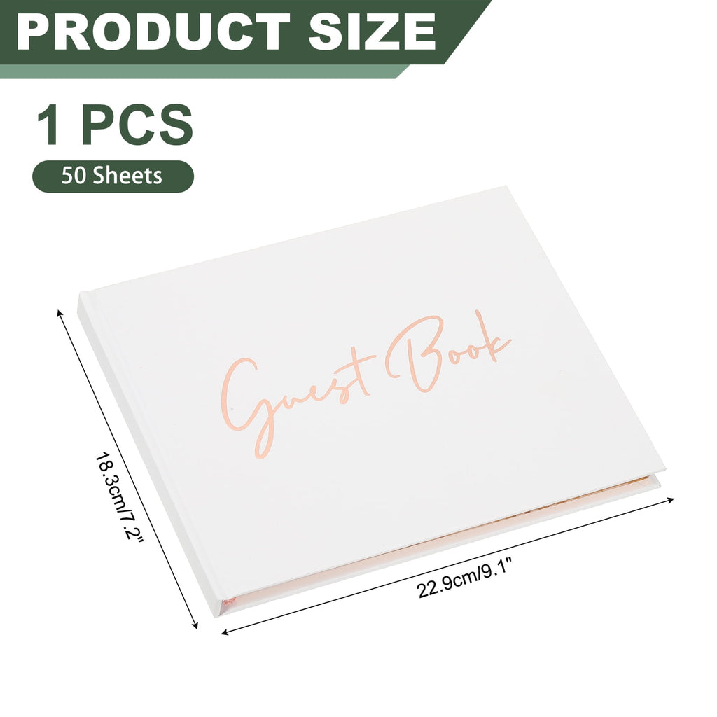 Uxcell Guest Book, 100 Pages Wedding Guest Reception Signature Book Party Decorations Supplies with Pen Signboard for Birthday Bridal Shower, Gold