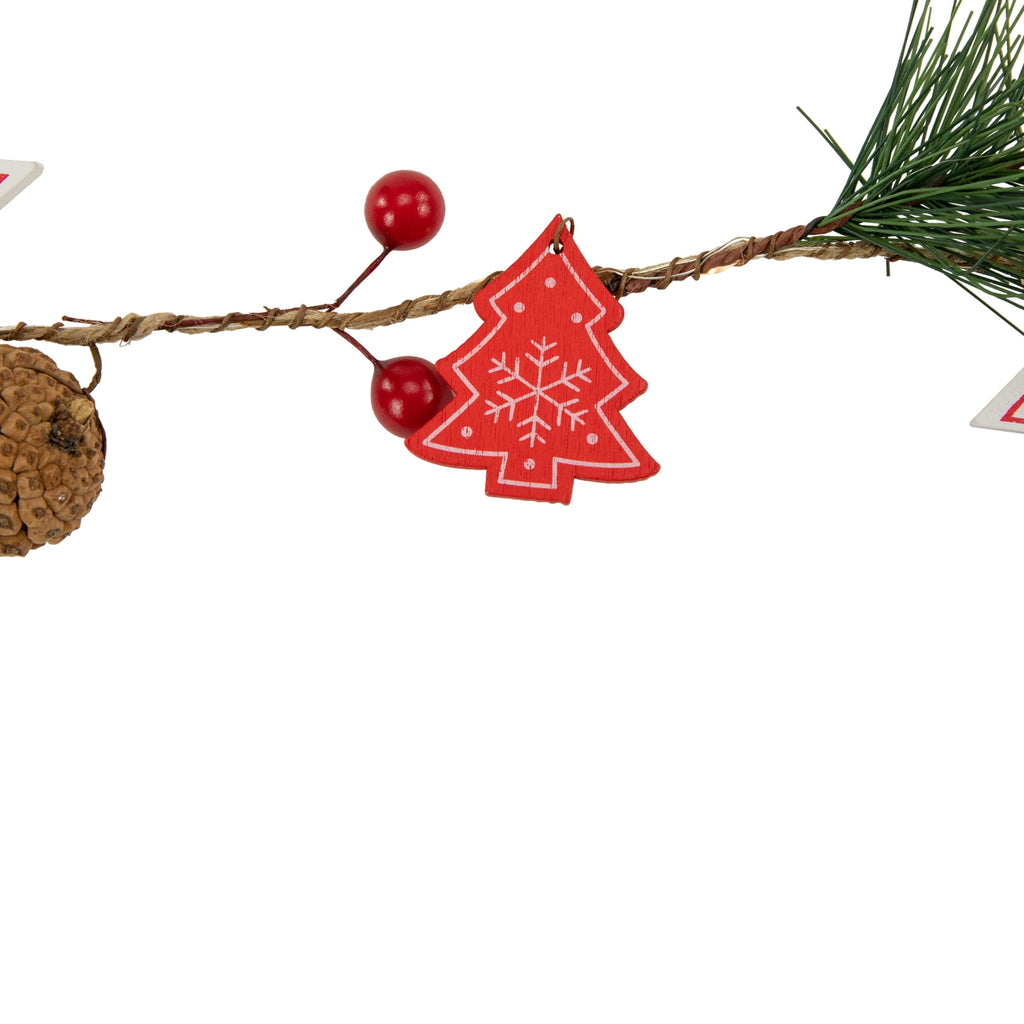 Northlight Pre-Lit Battery Operated Stars and Trees Christmas Garland - 6' - Warm White
