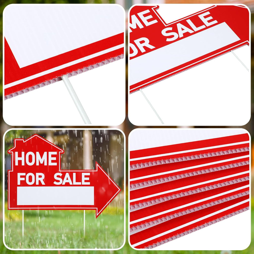 6 Pcs Home for Sale Signs with Stakes 12 x 16 Inch Double Sided for Sale by Owner Yard Sign Directional Arrow Estate Sale Signs for Real Estate Lawn Garden Yard(Home for Sale)