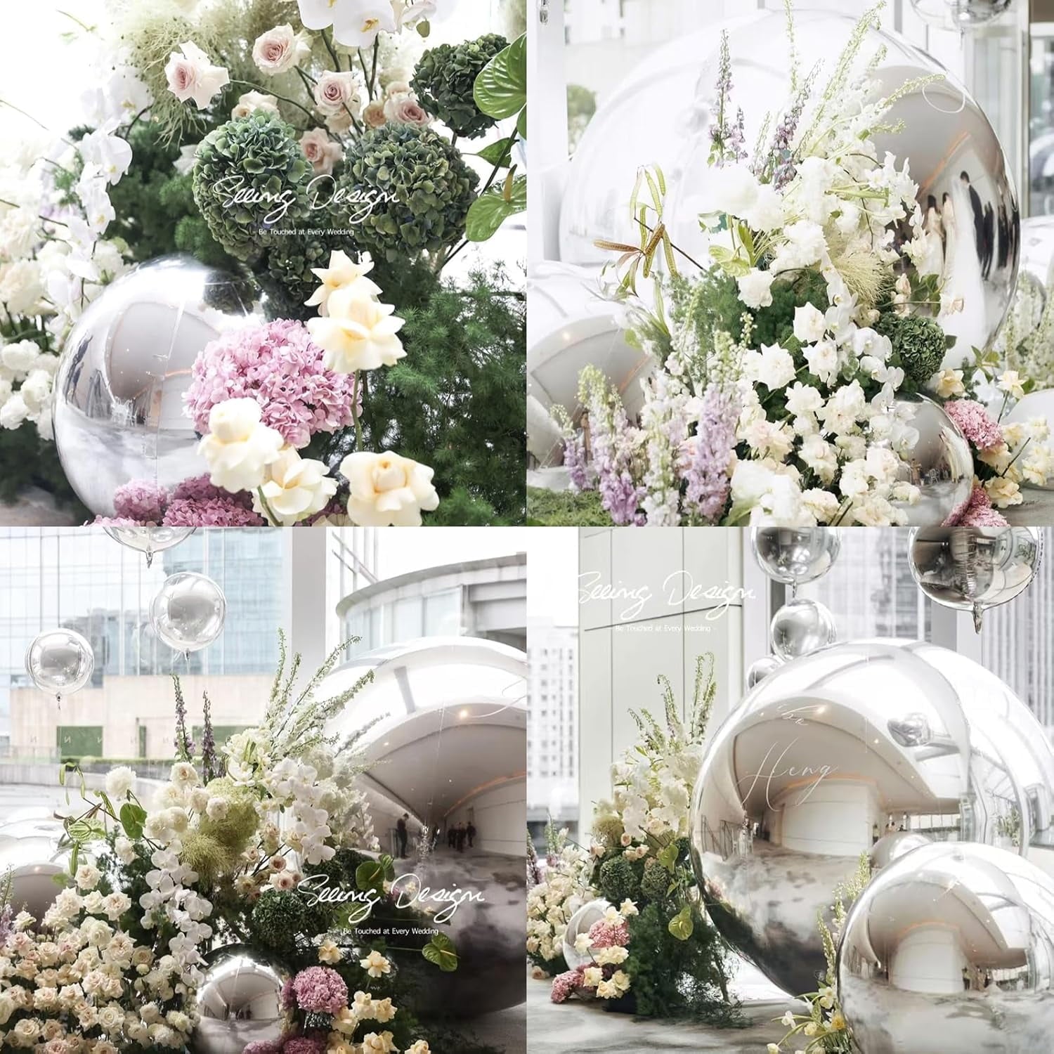 US STOCK Inflatable Mirror Ball, Silver Giant Mirror Balloon, Big Shinny Balls, Reusable PVC Hanging Disco Sphere For Party & Wedding & Event Decoration (Silver, 60CM/24IN/1.9FT)