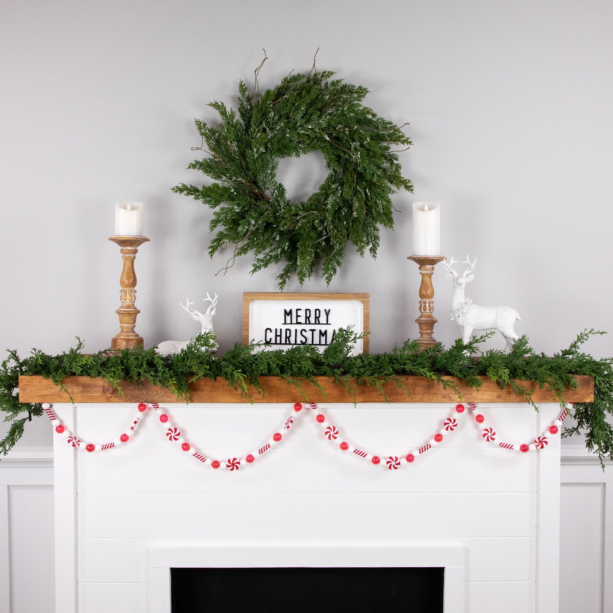 Northlight 6' Red and White Beaded Peppermint Candy Christmas Garland Unlit