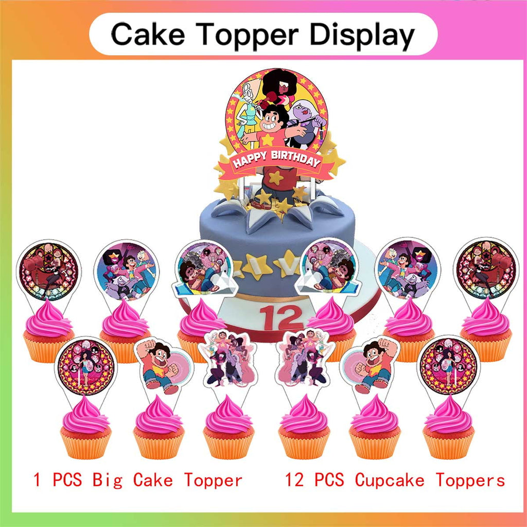 Steven Universe Birthday Party Supplies Balloons Plates Decoration Cake Topper Decor Tableware Banner Backdrop