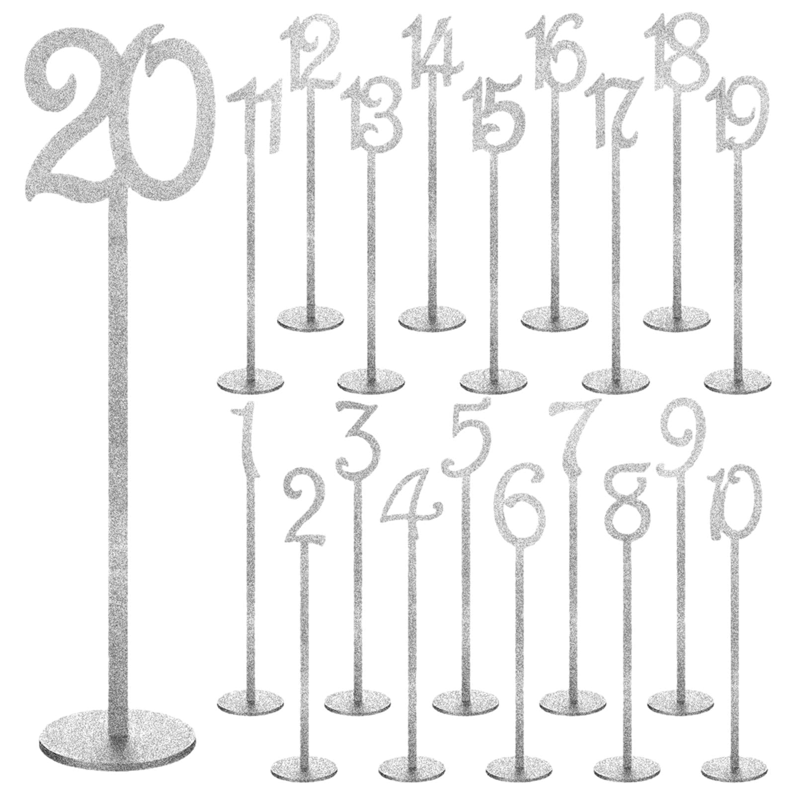 GUOOL Table Numbers, Decorative Table Number Holders, Wood Table Number Cards with Base, Place Card Holders for Wedding Anniversary 20pcs