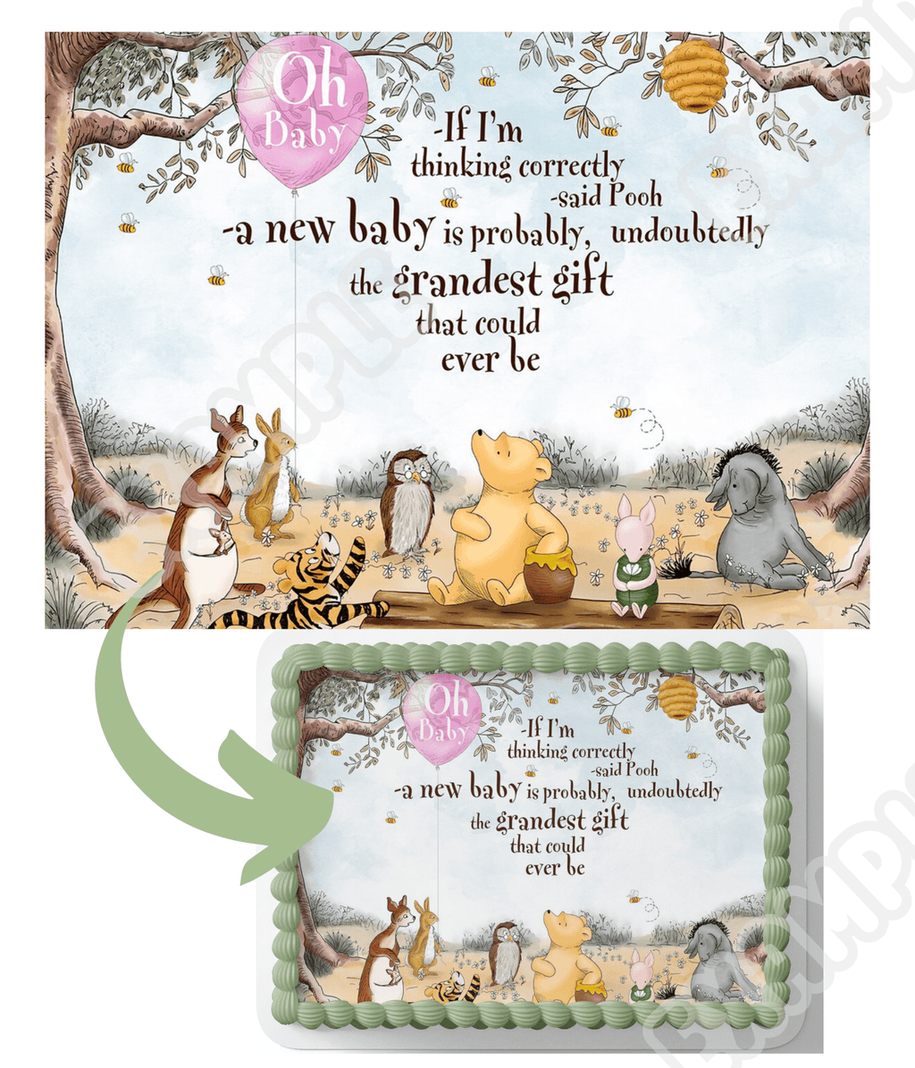 Winnie the Pooh Cake Topper Edible Image 1/2 Sheet cake topper pooh Bear Baby Shower