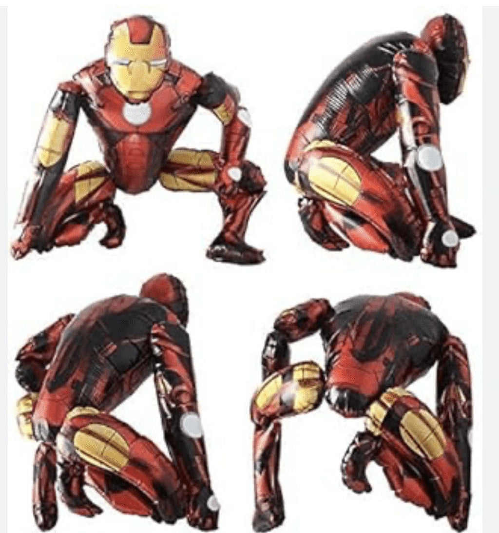 iron man superhero balloon airwalker red and gold decoration, happy birthday kids party number 6 years old kids