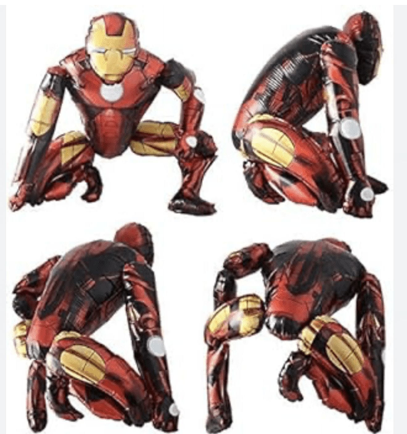 iron man superhero balloon airwalker red and gold decoration, happy birthday kids party number 6 years old kids